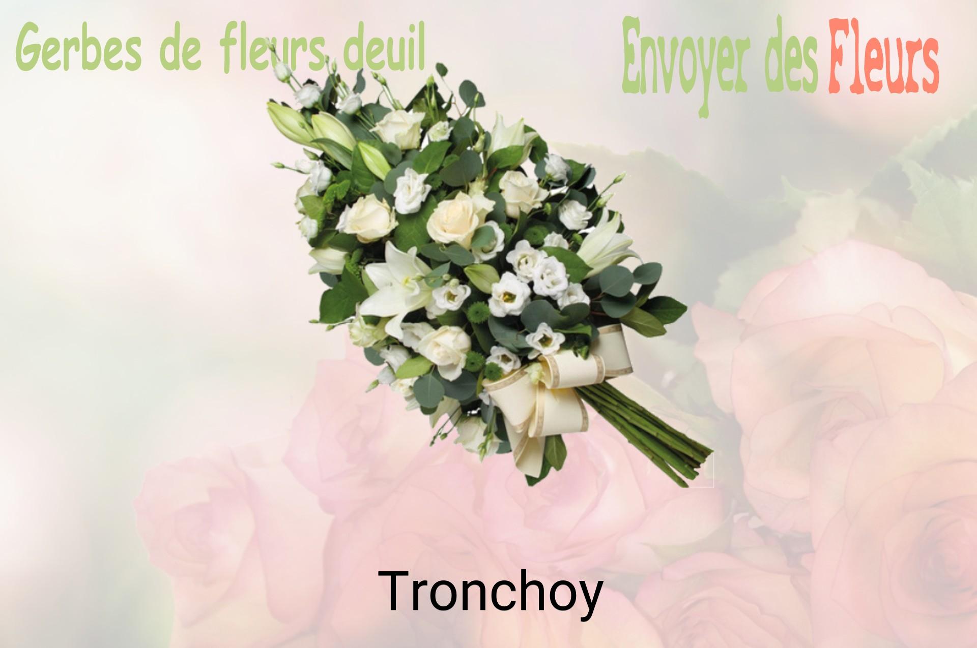 Gerbe de fleurs de deuil livrée à Tronchoy